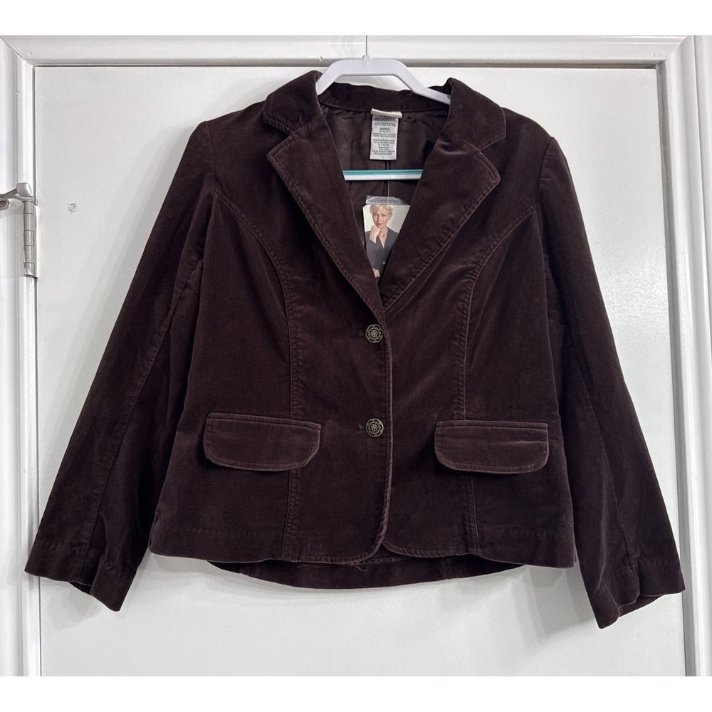 Vintage Y2K Brown Velvet‎ Velour Jacket Blazer Size M Grunge Goth NWT